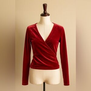 J.Crew Mercantile Women's Velvet Wrap Top K5027 Pink Long Sleeved Size XS